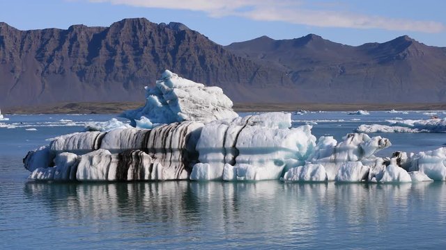 Amazing view of floating iceberg in the glacial lake Jokulsarlon, Iceland

