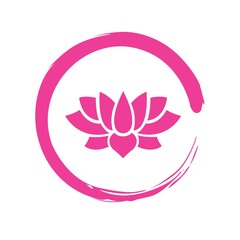 Lotus Flower Yoga Enso Zen. Logo Illustration Template Design