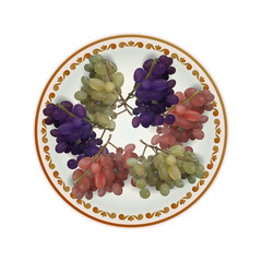 White plate full of grapes vector illustration