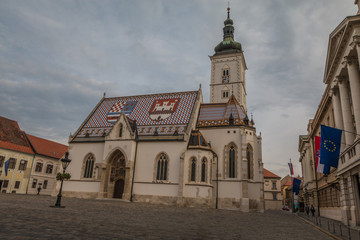 Fototapeta premium View of Saint Mark Church in Zagreb Croatia