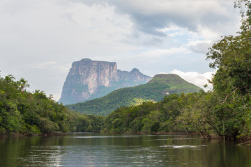 View of Uripica and Autana mounts, in Amazonas state, in southern Venezuela