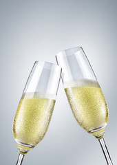 two glasses champagne, isolated 
