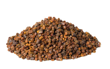 Propolis granules isolated on white background, bee product