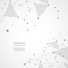 Abstract digital background design. Connect geometric polygonal structure with lines and dots