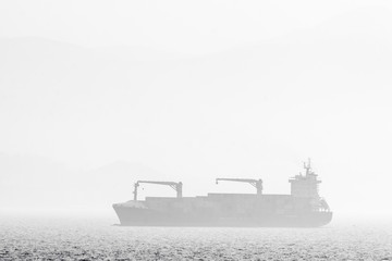 Ship on the foggy sea