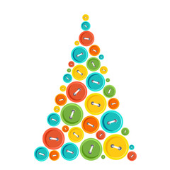 Christmas greeting card with buttons. Creative hand made design poster