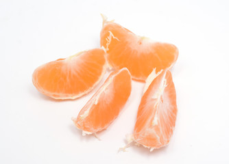 mandarine slices isolated on white
