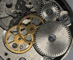 Fototapeta na wymiar clockwork old mechanical USSR watch, high resolution and detail