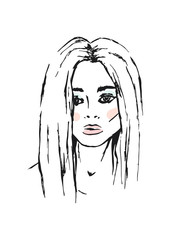 Beautiful girl. Vector illustration for a postcard or a poster, print for clothes. Fashion, style and beauty.