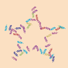 Sale Banner Confetti. Vector Falling Discount Prices -10, -20, -30, -40, -50, -70, -90 Sticker. Holidays Shopping Promotion Ads. Rebate Badge, Price Discount Cool Sale Banner, Border or Frame