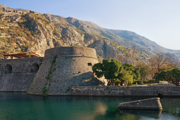 Montenegro.  Fortress of Old Town of Kotor. View of Kampana Tower