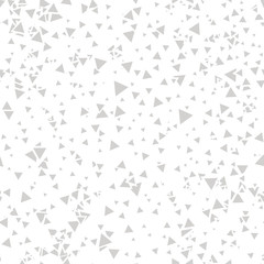 Abstract seamless pattern with gray chaotic small triangles on background. Infinity 
 messy triangular geometric pattern. Vector illustration. 