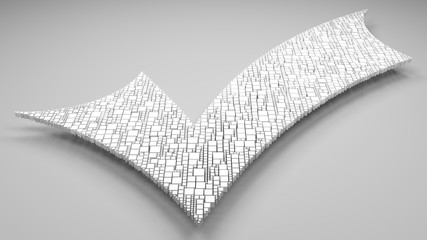 Positive checkmark sign | 3D mosaic of little bricks