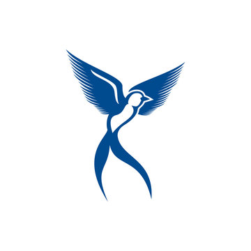 scissor bird template logo vector illustration