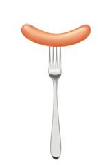 Vector sausage on a fork