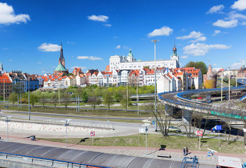 Szczecin in Poland / Panorama of the castle and historical part of the city