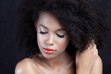 Fototapeta premium Young beautiful girl with clean perfect skin close-up