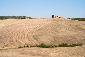Obraz premium Plowed field ready to be cultivated in Val d'Orcia, Tuscany