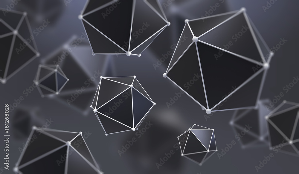 Poster abstract background with geometric shape from triangular faces. chaotic composition of low poly elem