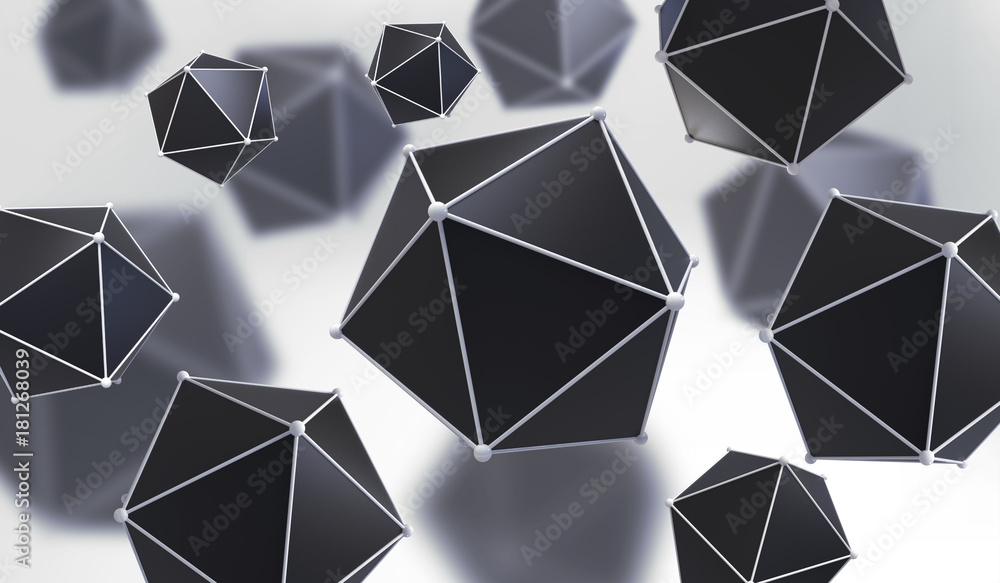 Poster abstract background with geometric shape from triangular faces. chaotic composition of low poly elem