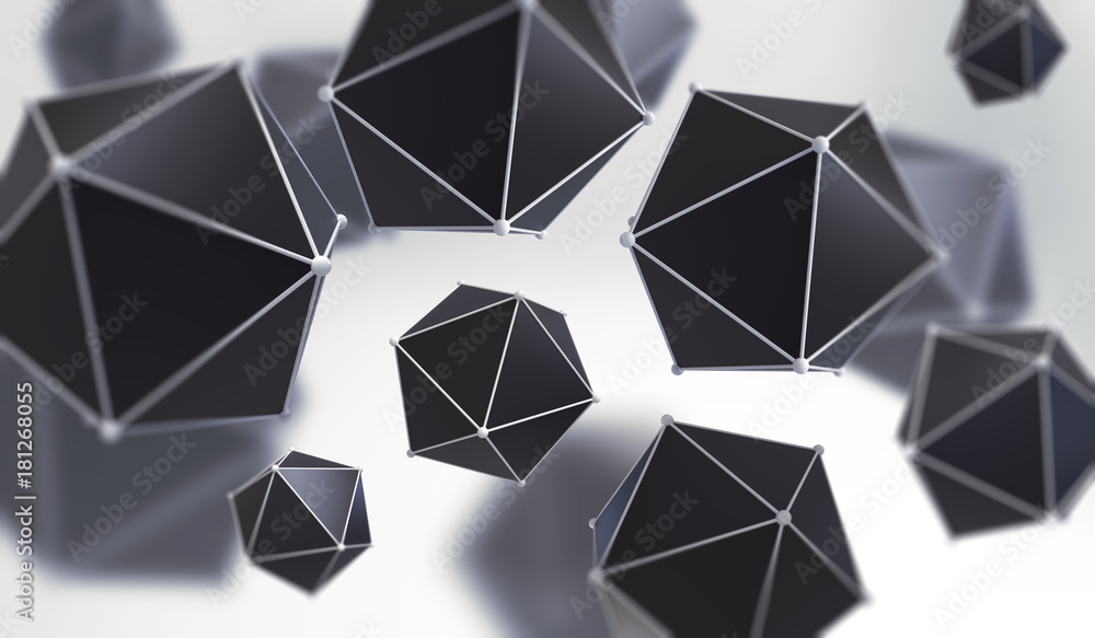 Poster abstract background with geometric shape from triangular faces. chaotic composition of low poly elem