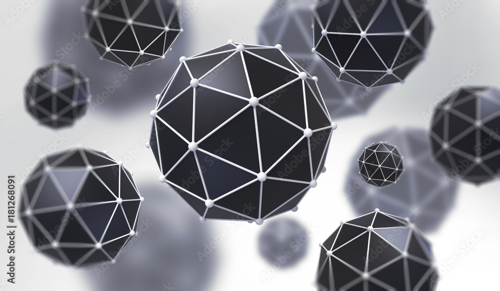 Poster abstract background with geometric shape from triangular faces. chaotic composition of low poly elem