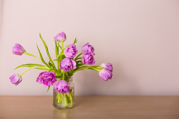 Bouquet of fresh pink tulips