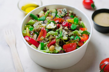 Healphy Vegetarian Salad, Take Away Food Concept, Salad in Food Container, Delicious Vegan Meal
