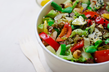 Healphy Vegetarian Salad, Take Away Food Concept, Salad in Food Container, Delicious Vegan Meal
