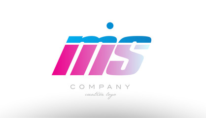 ms m s alphabet letter combination pink blue bold logo icon design