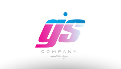 gs g s alphabet letter combination pink blue bold logo icon design