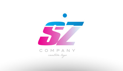 sz s z alphabet letter combination pink blue bold logo icon design