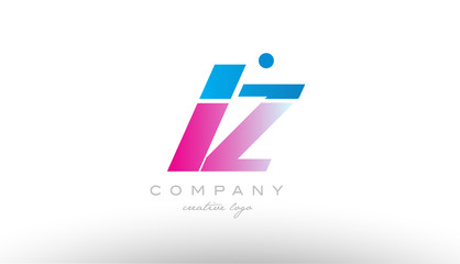 lz l z  alphabet letter combination pink blue bold logo icon design