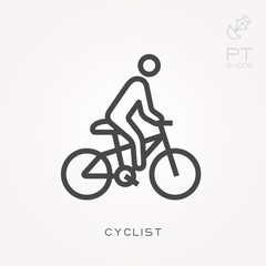 Fototapeta na wymiar Line icon cyclist