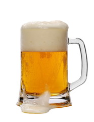Cold beer in glass isolated on white background