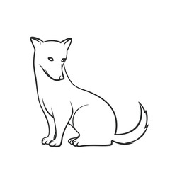 Dog. Contour on a white background. Vector element for New Year`s design.