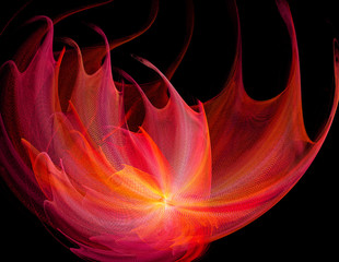 beautiful fractal flower of fire and fire-splashes