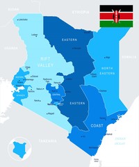 Kenya - map and flag - Detailed Vector Illustration
