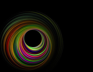 beautiful fractal rainbow colored circle on a black background