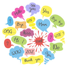 Set of cartoon speech bubbles.