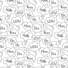 Seamless pattern with cartoon speech bubbles.
