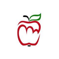 Abstract red apple logo, icon on white background