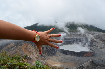 woman trying to reach the crater