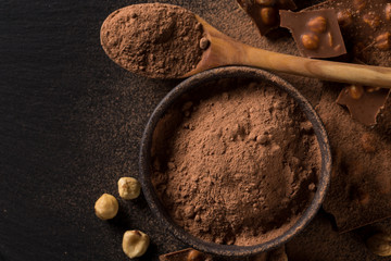 Broken chocolate nuts pieces