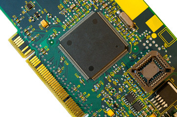 Single-chip controller on circuit board with strapping.