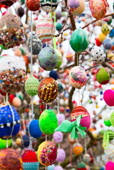 Easter decoration from colorful eggs