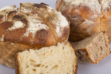 Fresh baked loafs of sour dough bread