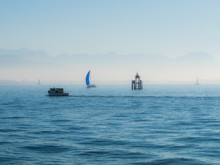 Small boats at lake constance