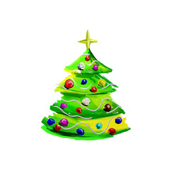 Digital painting of a Christmas tree