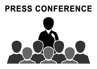 gz52 GrafikZeichnung - english: press conference - sign - german: Pressekonferenz Schild PR - DIN A2 A3 A4 Poster - xxl black e5657